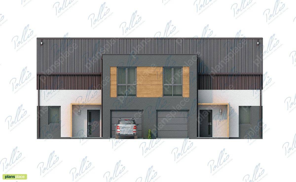 Modern Duplex Plan with Matching 4-Bed Units Under 1400 sq ft - 51526C