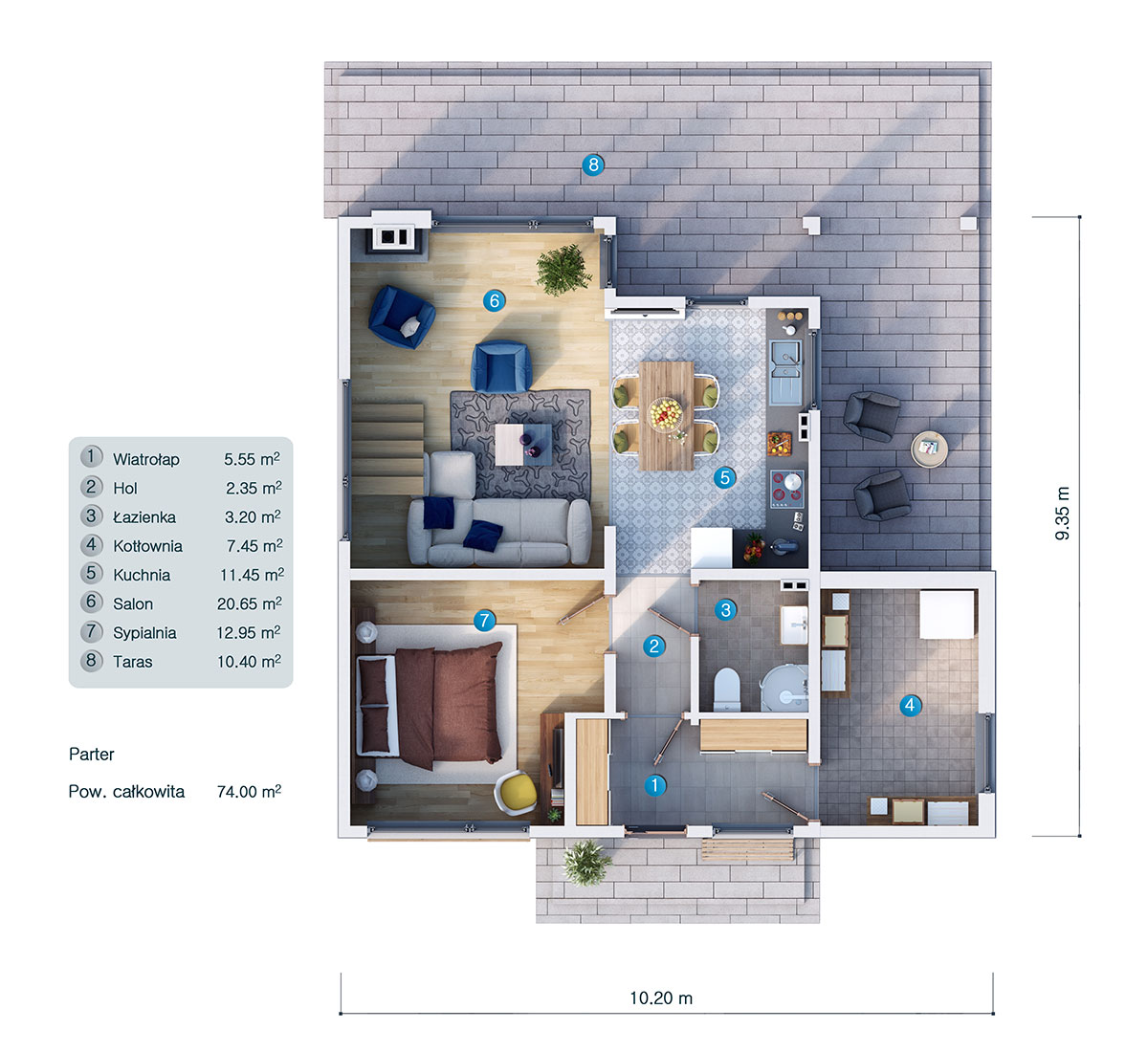 Small Shed Roof House Plan with Large Balcony and 3 Bedrooms - 99310C - 3