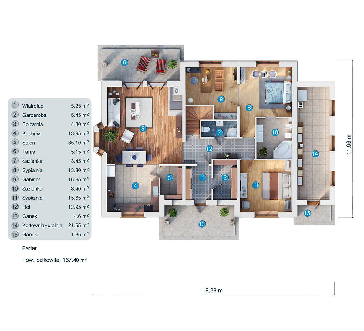 House Plan: 635 ft², 1.5 Stories, 3 Beds, 2.5 Baths, 1-Car Garage