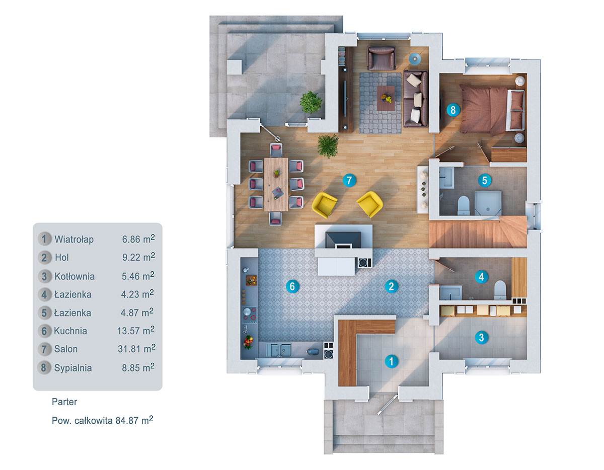 House Plan: 1832 ft², 1.5 Stories, 4 Beds, 4 Baths, Open Floor Plan