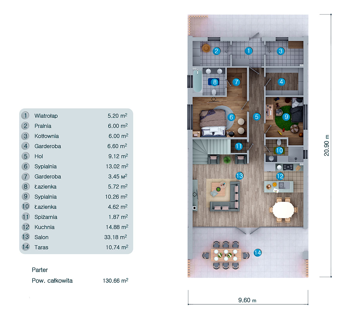 House Plan: 2098 ft², 1.5 Stories, 4 Beds, 2 Baths, Open Floor Plan
