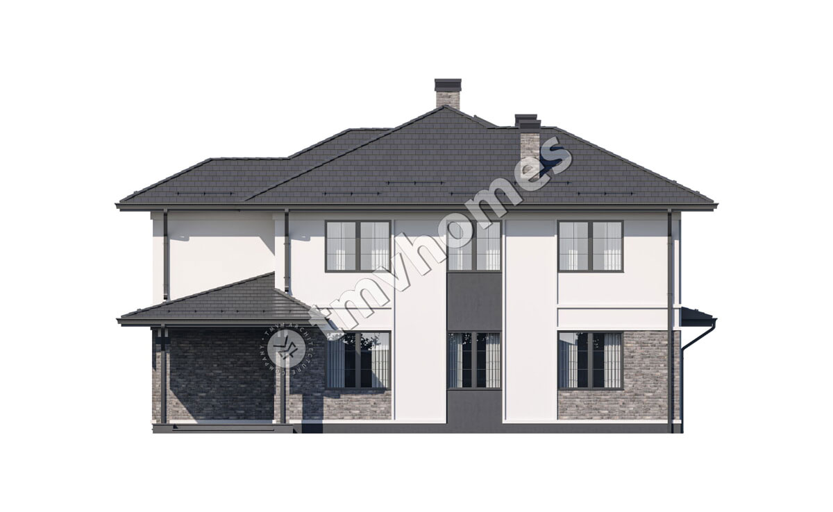 2-Story House Plan with 4 Beds, Carport and Fireplace - 57119R