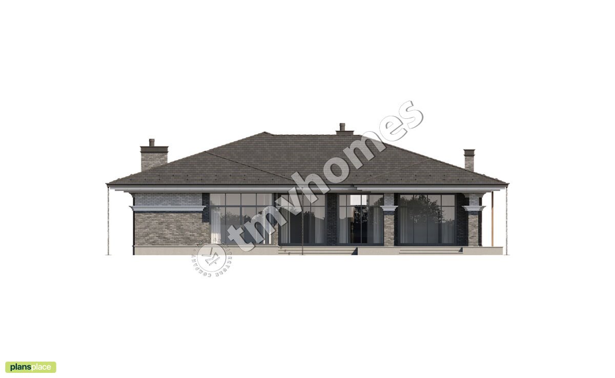 1-Story House Plan with 3 Beds, Carport and Fireplace - 27610R