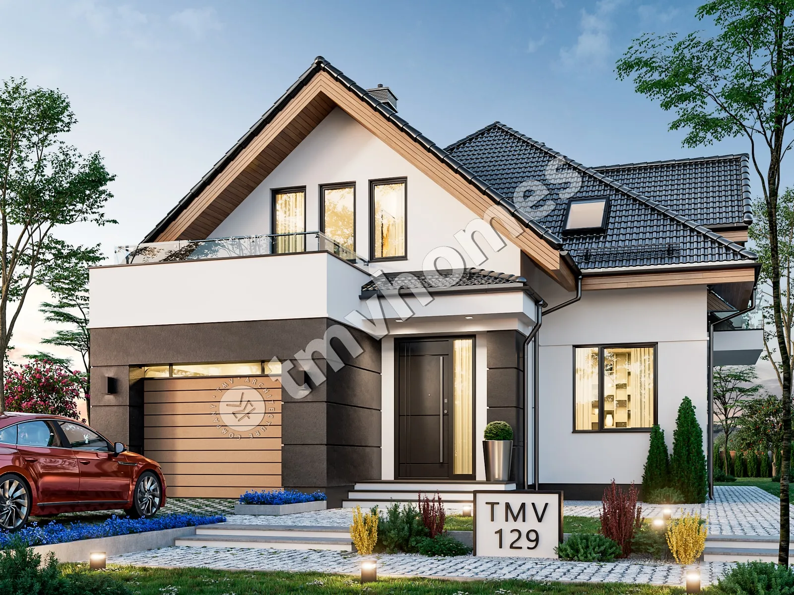 House Plan: 2202 ft², 1.5 Stories, 3 Beds, Home Office, 3 Baths, Open Floor Plan, 1-Car Garage