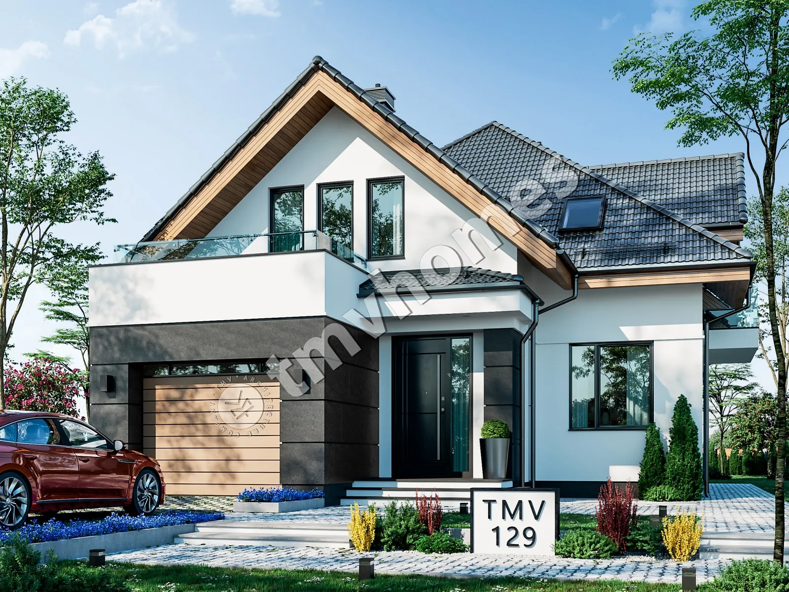 House Plan: 2202 ft², 1.5 Stories, 3 Beds, Home Office, 3 Baths, Open Floor Plan, 1-Car Garage