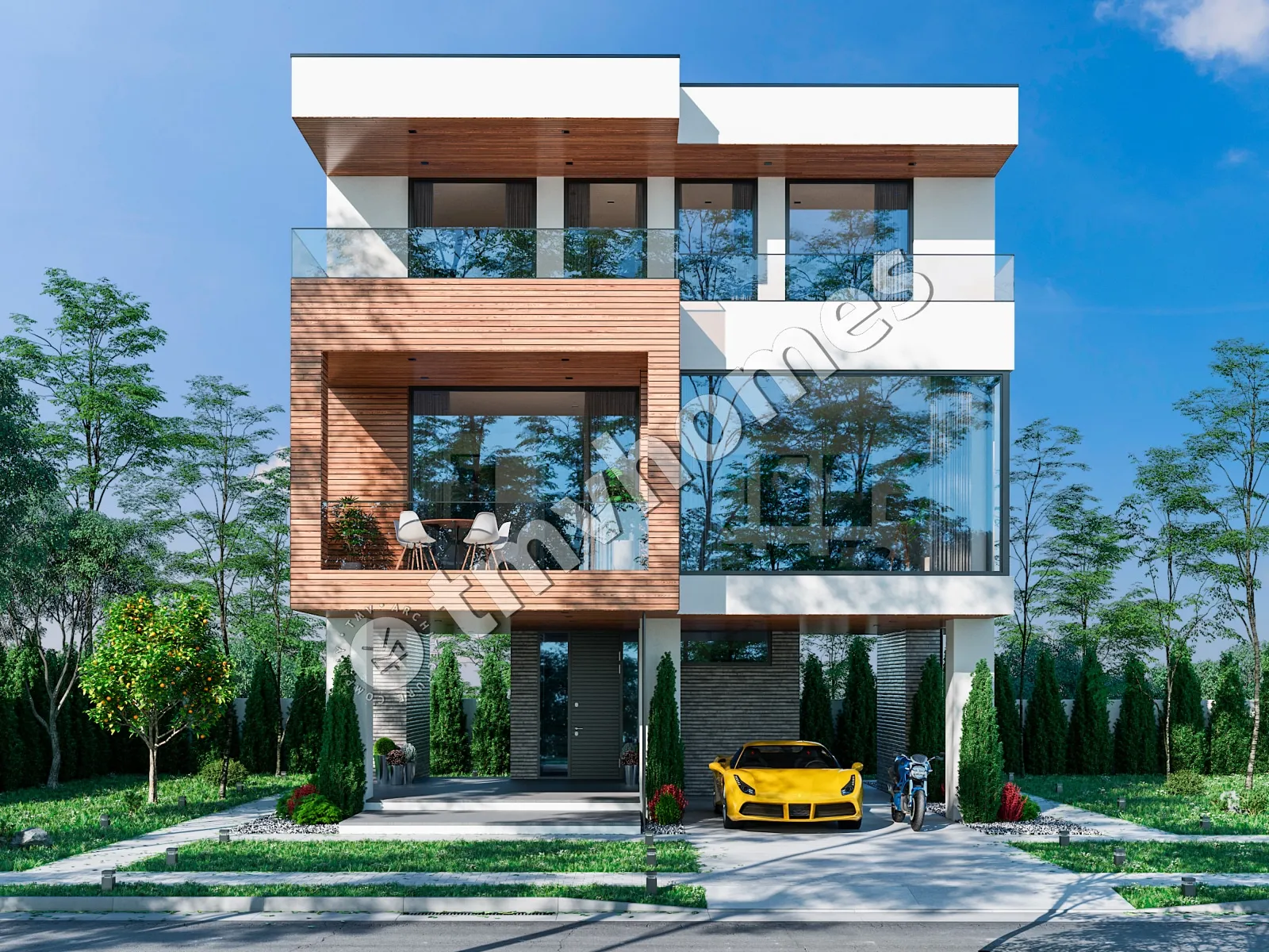 House Plan: 1555 ft², 3 Stories, 3 Beds, 3 Baths, Open Floor Plan, Carport