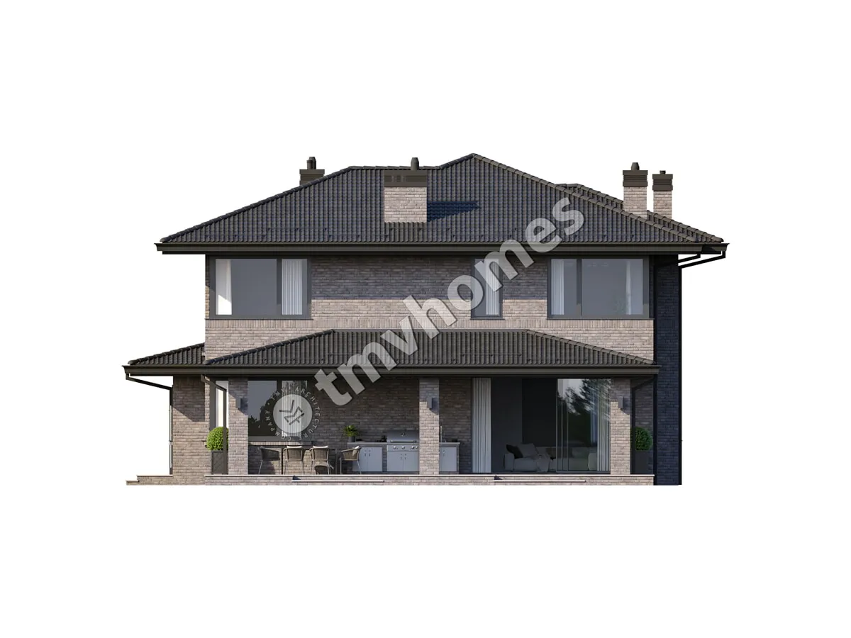 House Plan: 2884 ft², 2 Stories + Basement, 5 Beds, 2 Baths, Open Floor Plan, 2-Car Garage