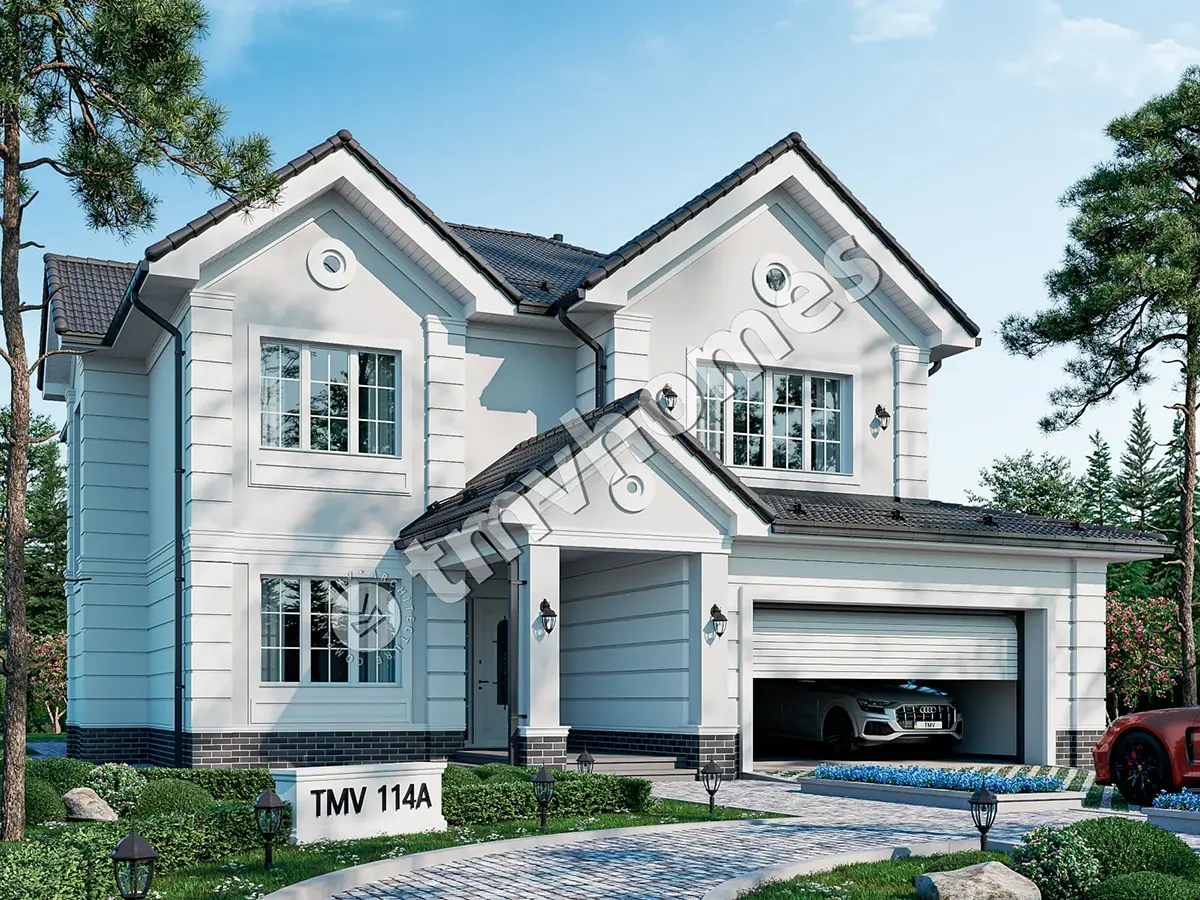 House Plan: 2830 ft², 1.5 Stories, 4 Beds, Home Office, 4 Baths, Open Floor Plan, 2-Car Garage