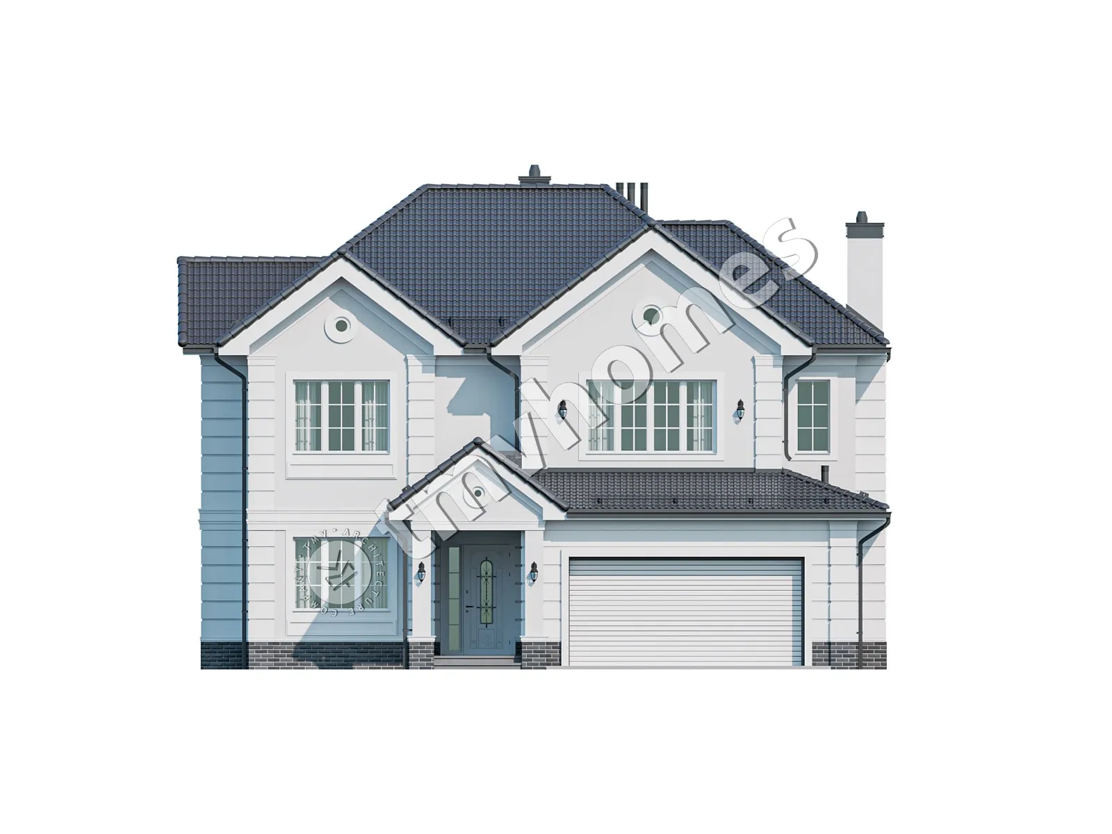 House Plan: 2830 ft², 1.5 Stories, 4 Beds, Home Office, 4 Baths, Open Floor Plan, 2-Car Garage