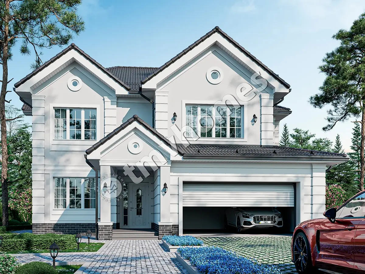 House Plan: 2830 ft², 1.5 Stories, 4 Beds, Home Office, 4 Baths, Open Floor Plan, 2-Car Garage