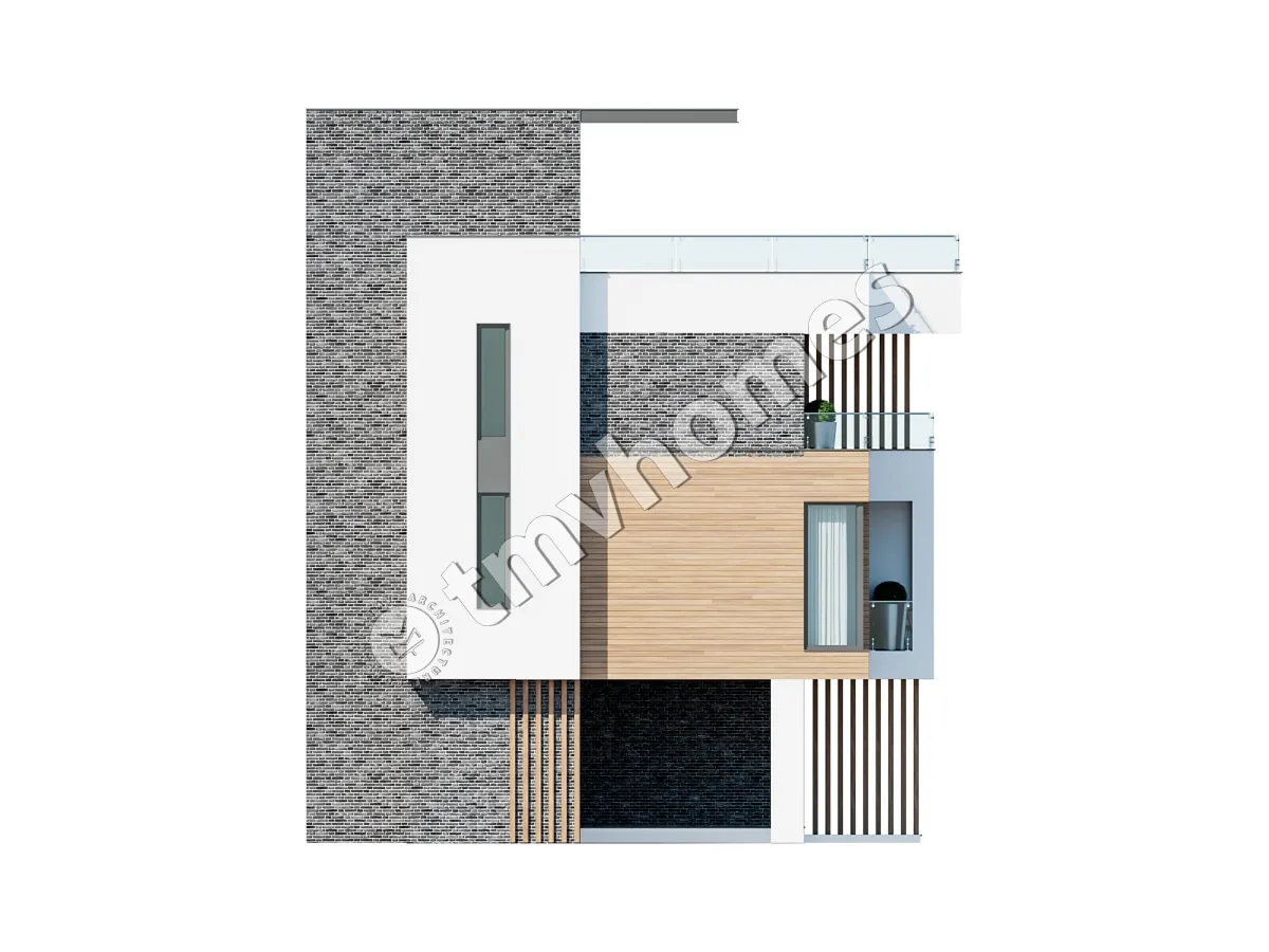 3-Story Modern Duplex Plan with Large Windows and Rooftop Deck – 1354 ft² Sq Ft per Unit