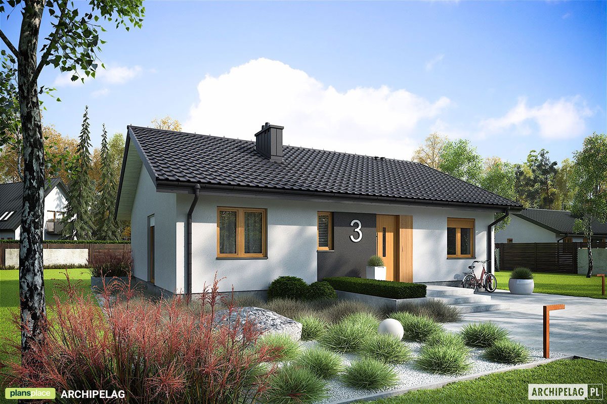 3-Bed, 900 Sq Ft European Gable Roof House Plan with Fireplace - 29152R