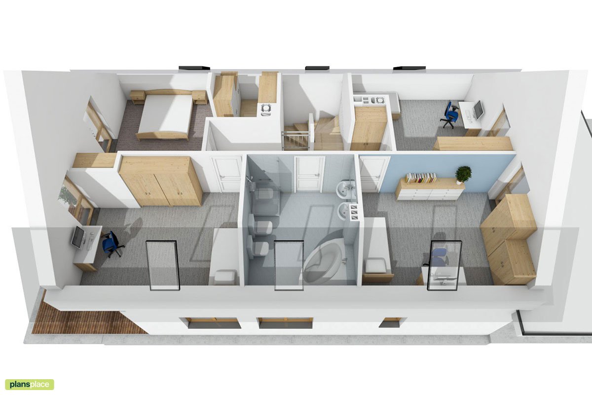 1500 Sq Ft 1,5-Story Narrow Lot Home Plan with Open Floor Plan - 32221R