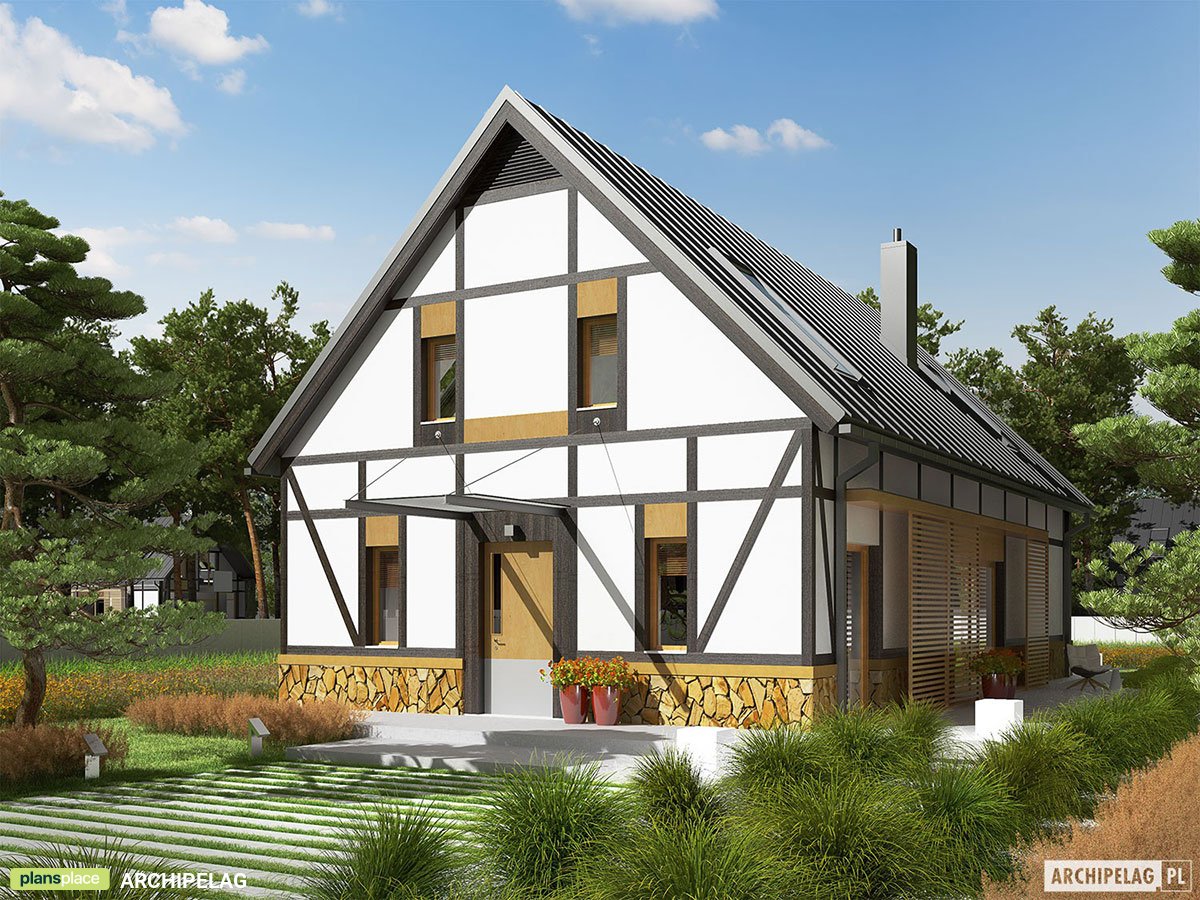 Contemporary Home Plan with Large Windows and Home Office