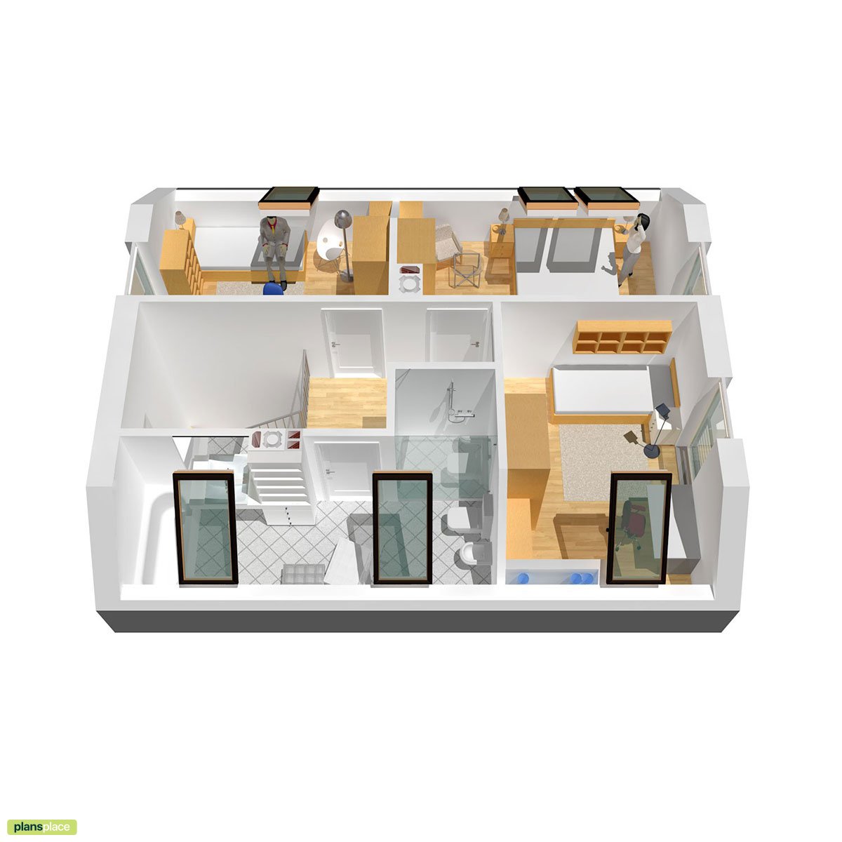 3-Bedroom, 1000 Sq Ft House Plan with Main Floor Home Office