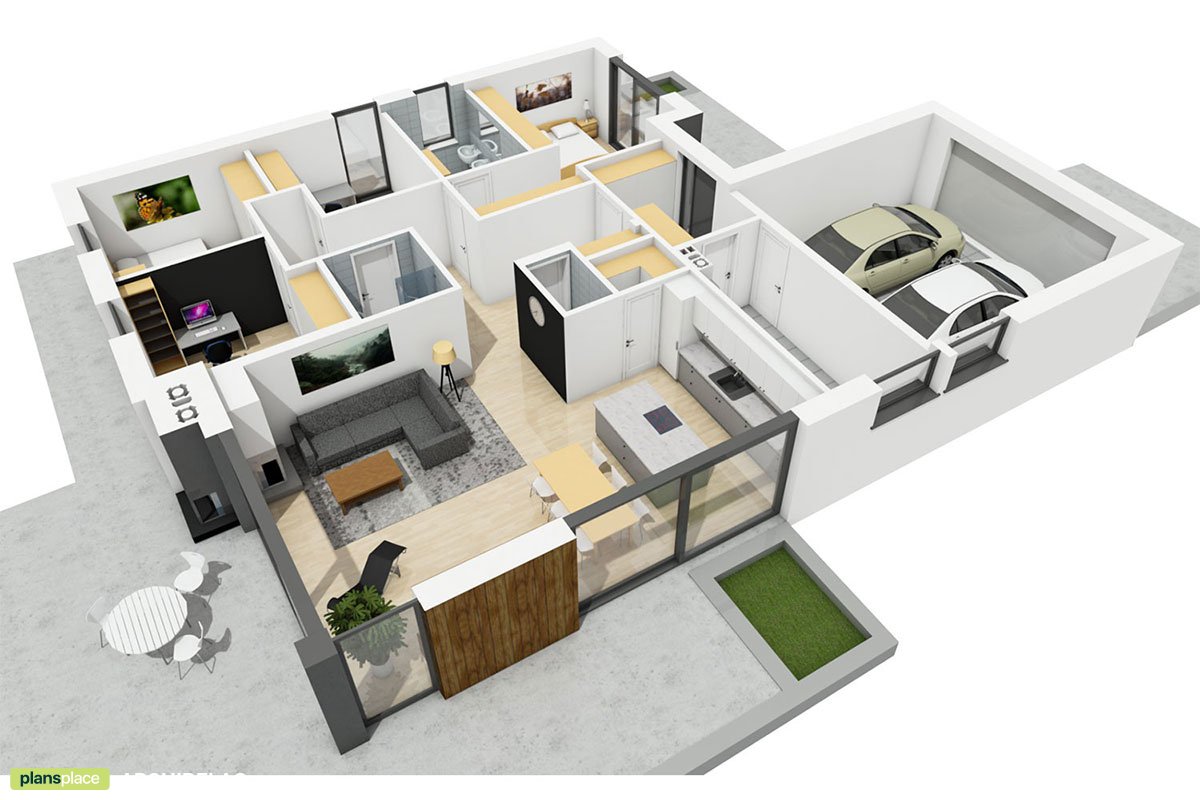 1400 Sq Ft House Plan with 2-Car Garage and Open Floor Plan