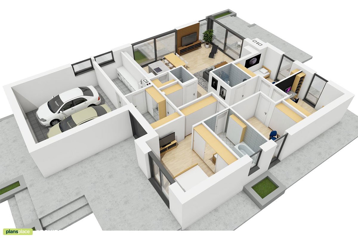 1400 Sq Ft House Plan with 2-Car Garage and Open Floor Plan
