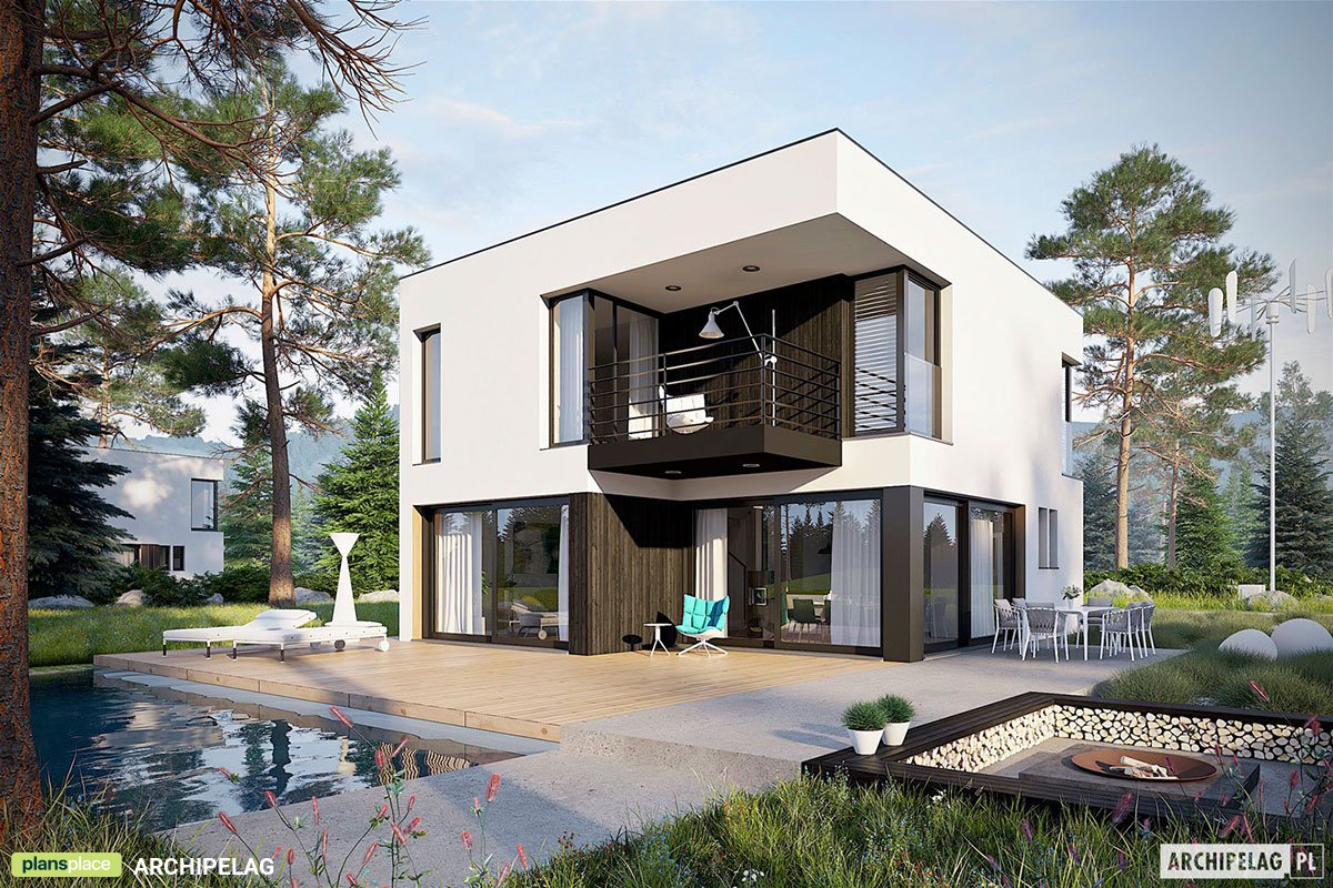 1400 Sq Ft 2-Story Cubic House with Open Floor Plan