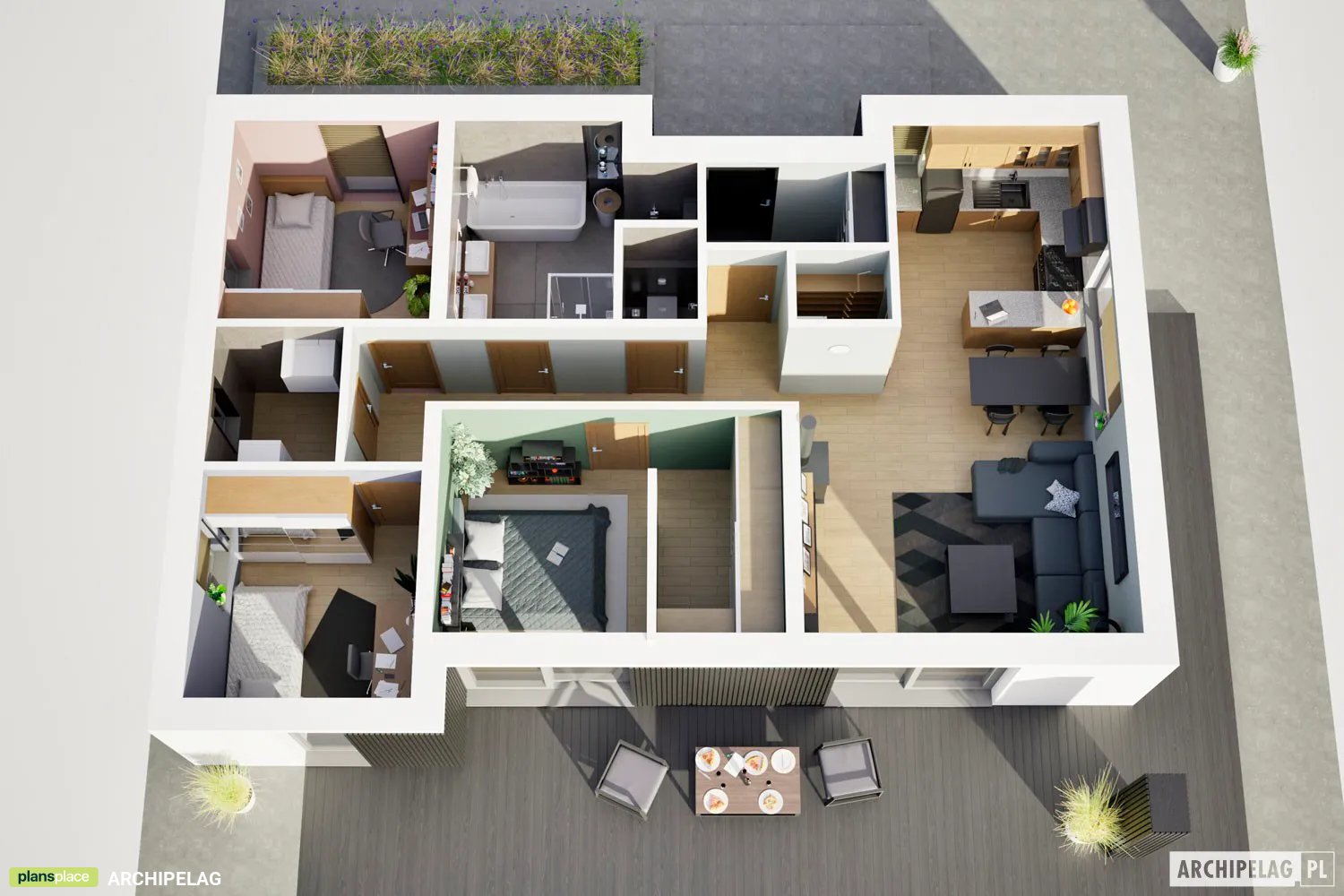 House Plan: 1014 sq ft, 1 Story, 3 Beds, 1.5 Baths, Open Floor Plan ()