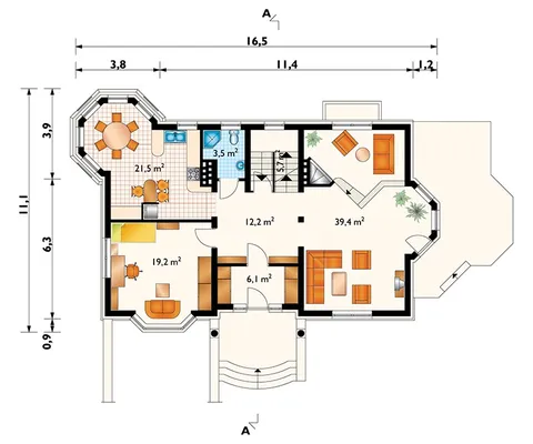Main Floor 1 – European Home Plan with Basement Garage