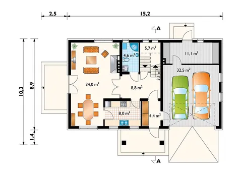 Main Floor 1 – House Plan with 5 Beds and Home Office Upstairs