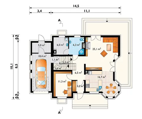 Main Floor 1 – 2000 Sq Ft Home Plan with Basement and Garage