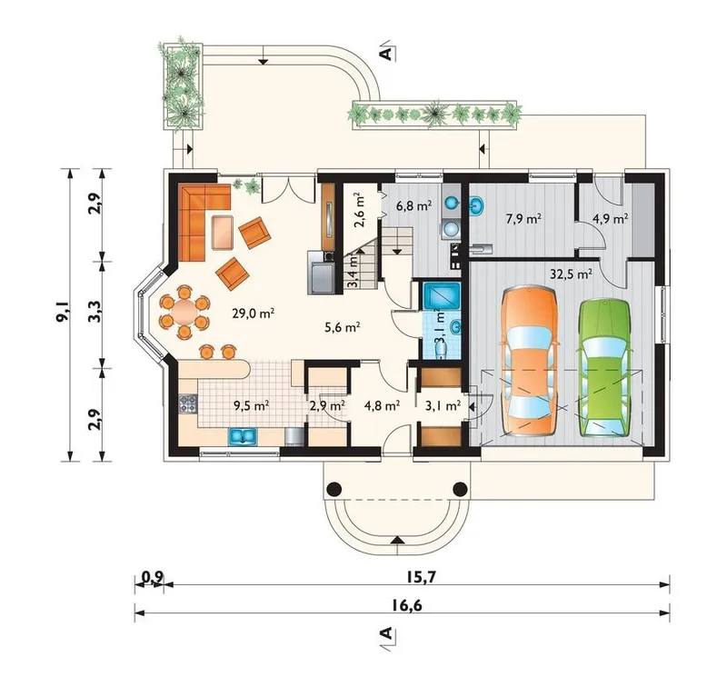 Main Floor 1 – Home Plan with Laundry On Main Floor and Garage