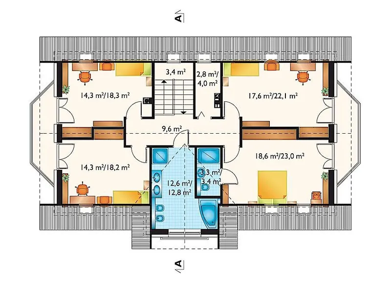 Second Floor 1 – Home Plan with Laundry On Main Floor and Garage