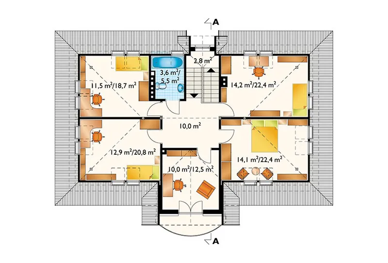 Second Floor 1 – House Plan with 5 Beds and Home Office Upstairs
