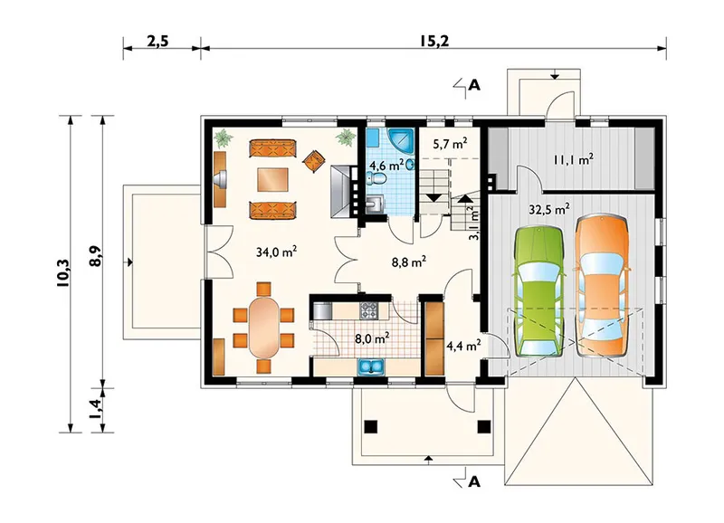 Main Floor 1 – House Plan with 5 Beds and Home Office Upstairs