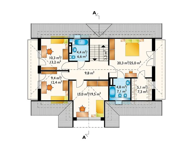 Second Floor 1 – Traditional House Plan with Gambrel Roof