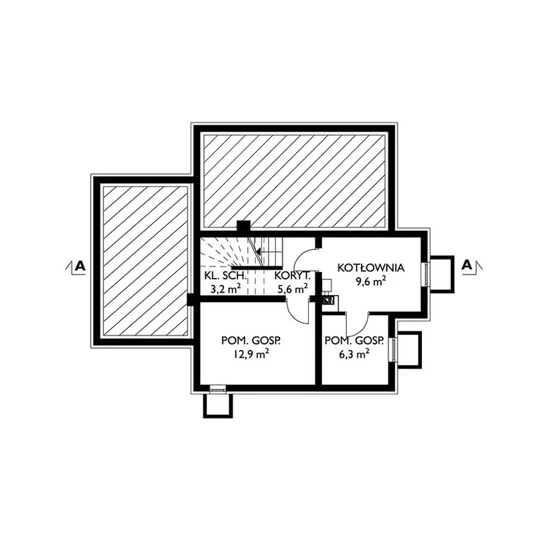 Basement 1 – House Plan with Basement and 1-Car Garage