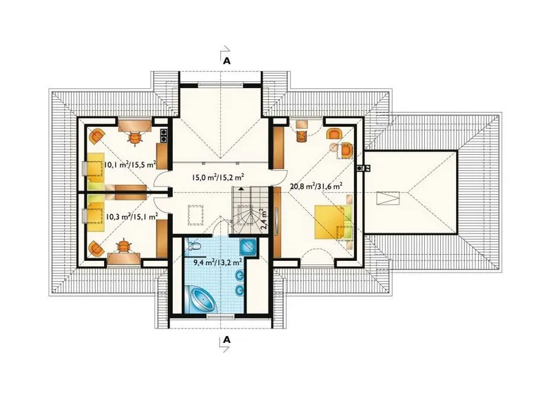 Second Floor 1 – House Plan with Attached Garage and Large Kitchen