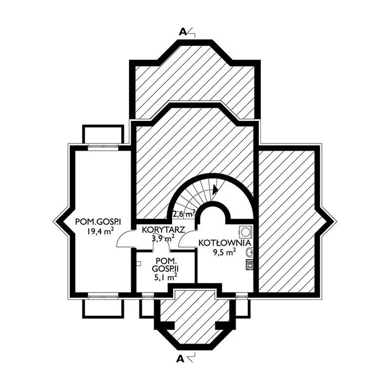 Basement 1 – House Plan with Sitting Area and Basement