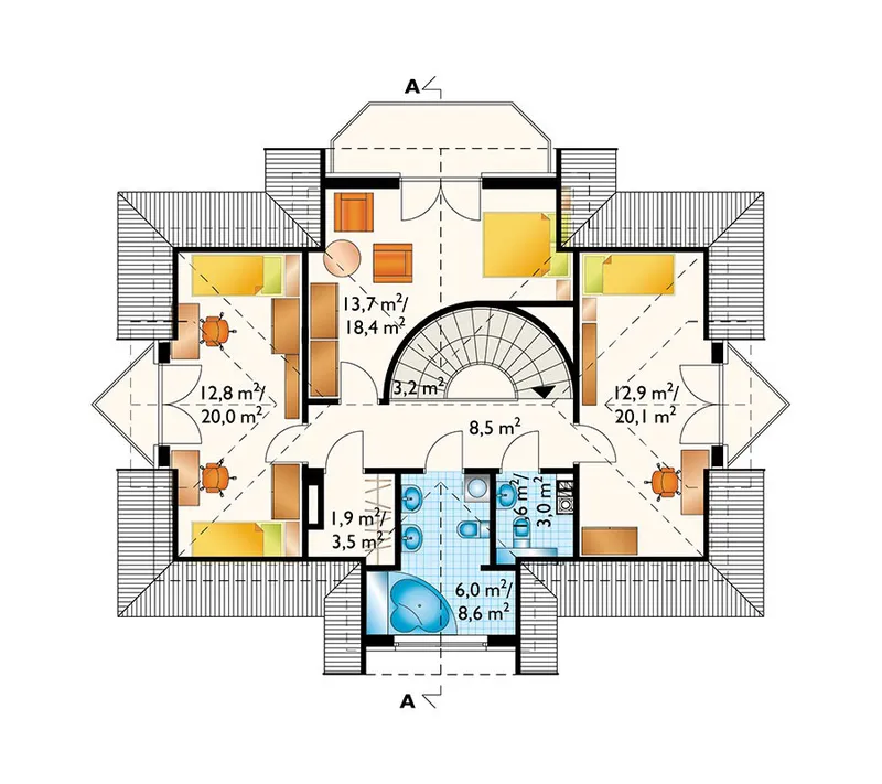 Second Floor 1 – House Plan with Sitting Area and Basement