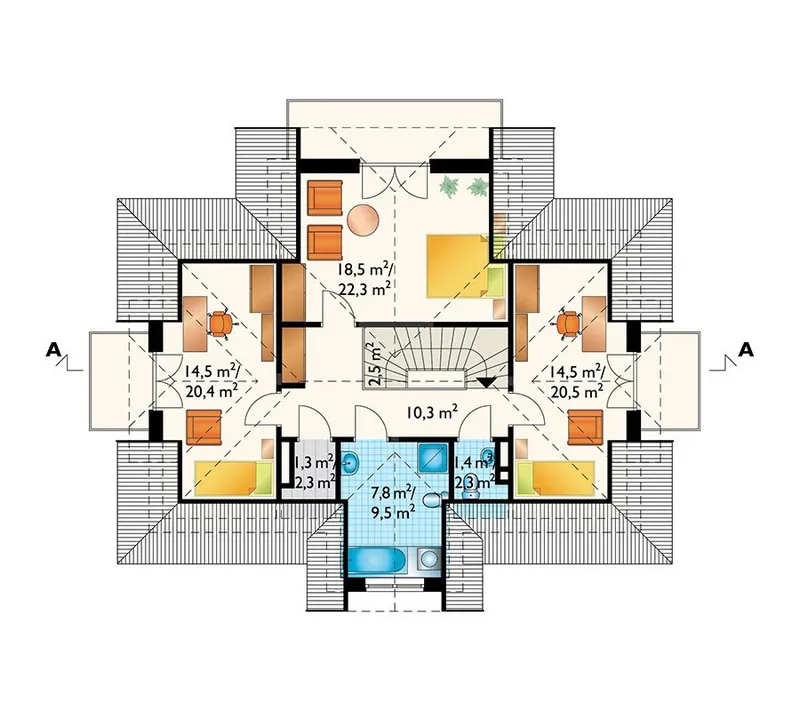 Second Floor 1 – House Plan with Basement and Gambrel Roof