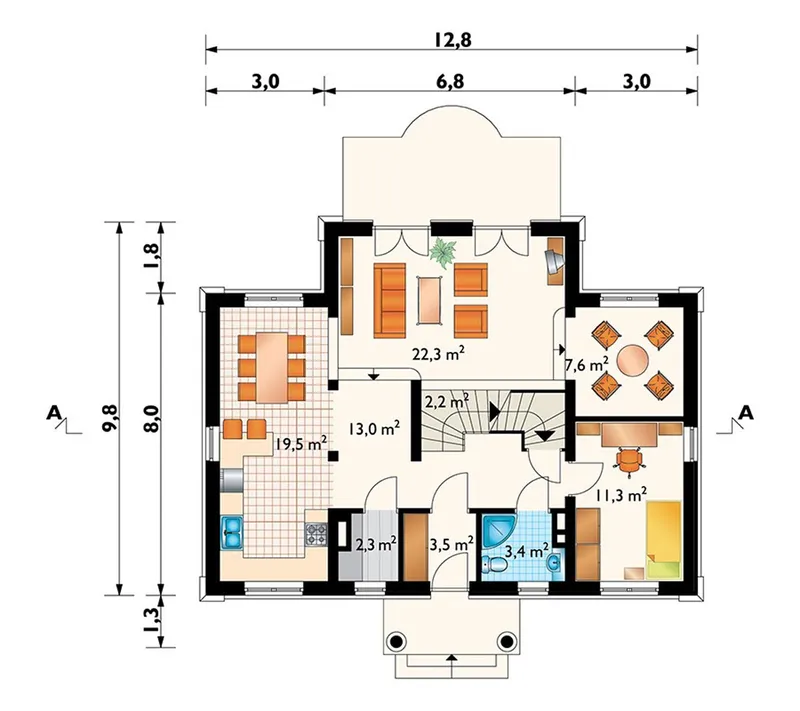 Main Floor 1 – House Plan with Basement and Gambrel Roof