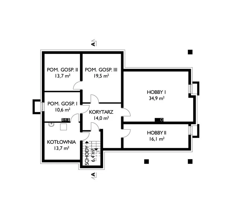 Basement 1 – 1-Story House Plan with Basement and Bonus Level