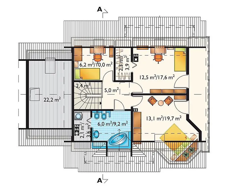Second Floor 1 – Home Plan with Bonus Room above Garage