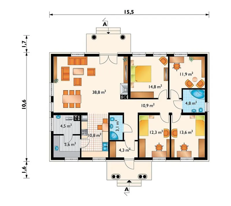 Main Floor 1 – Simple House Plan with Butler Walk-in Pantry