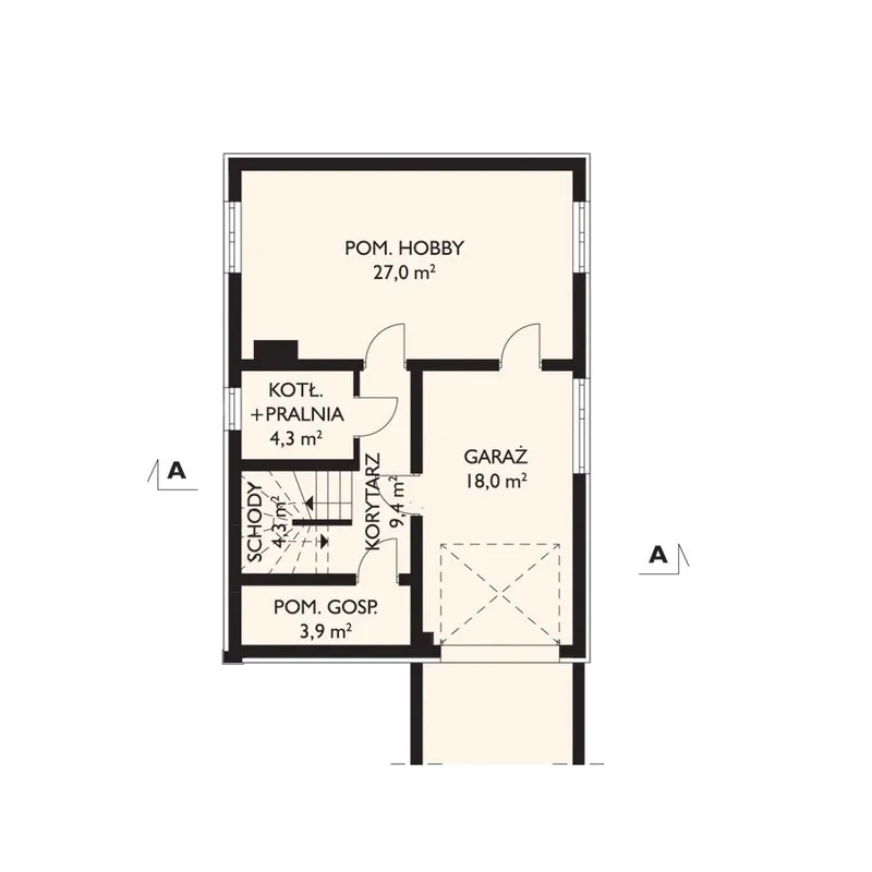 Basement 1 – Drive Under Garage House Plan with Large Kitchen