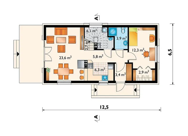 Main Floor 1 – 1400 Sq Ft Narrow Lot Plan with In-Law Suite