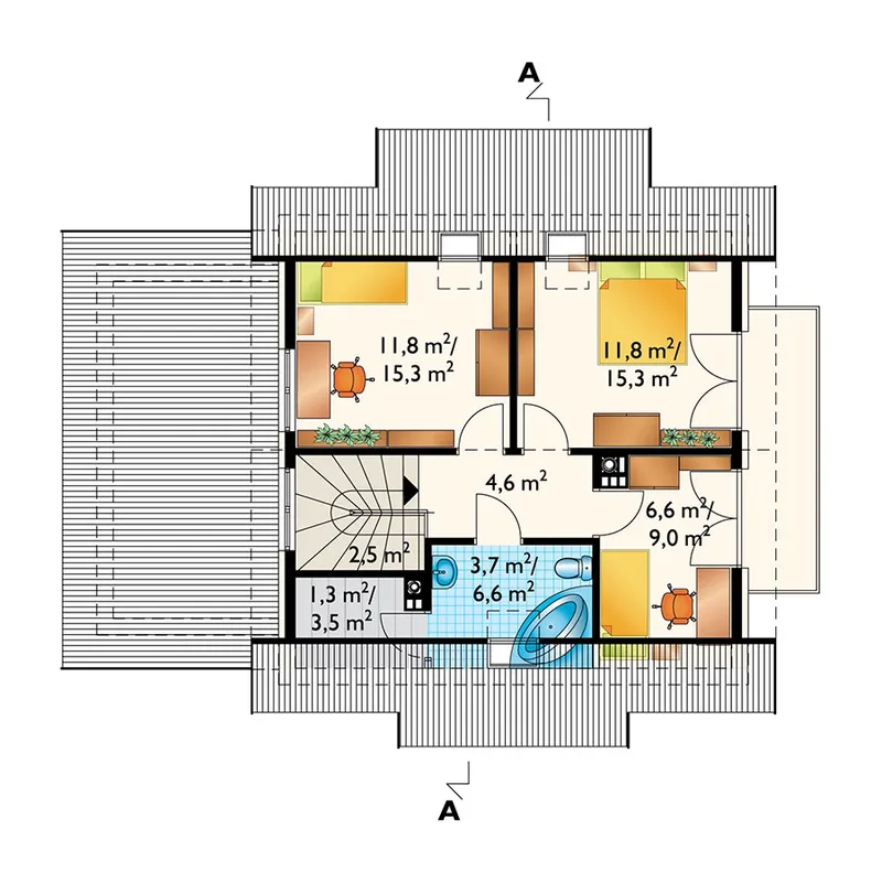 Second Floor 1 – 1200 Sq Ft Simple Home Plan with 1-Car Garage