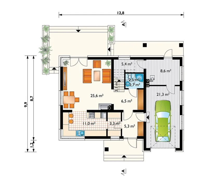 Main Floor 1 – 1600 Sq Ft House Plan with Closed Floor Plan