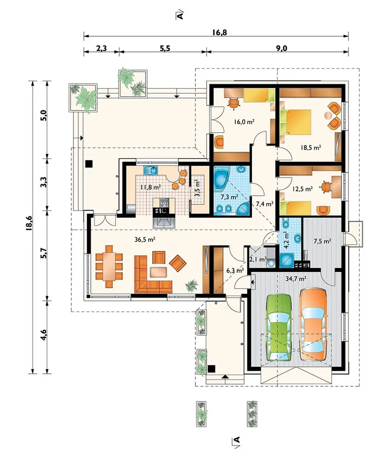 Main Floor 1 – One-Story House with Fireplace in Family Room