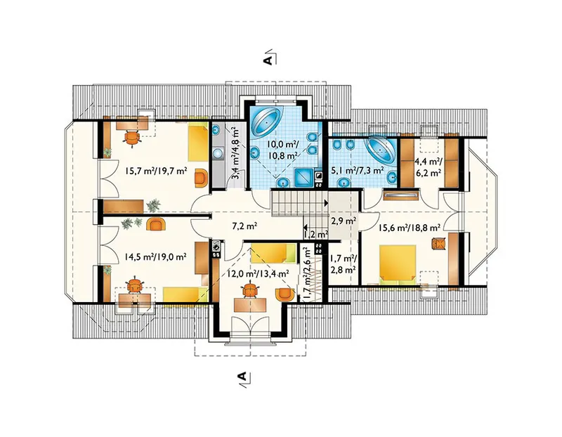 Second Floor 1 – House Plan with Bay Window Breakfast Nook