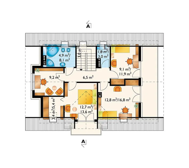 Second Floor 1 – Sloped Lot House Plan with Walkout Basement