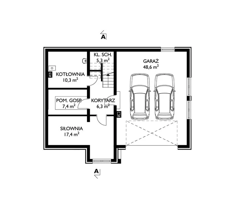 Basement 1 – Sloped Lot House Plan with Walkout Basement