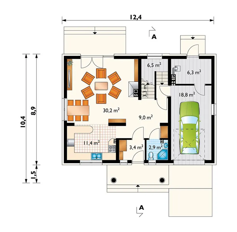Main Floor 1 – House Plan with 3 Gable Dormers and 3 Balconies