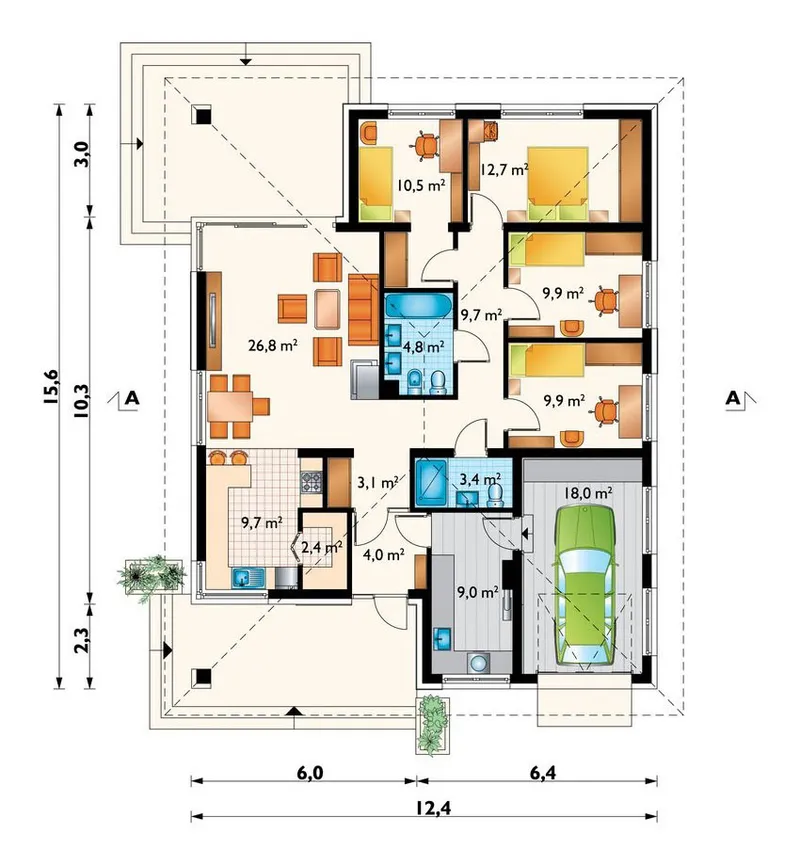 Main Floor 1 – House Plan with Laundry Room by Garage